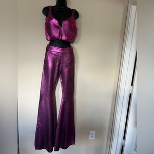 NWT Hanifa Bell Bottoms and Top Rylee Medium Magenta